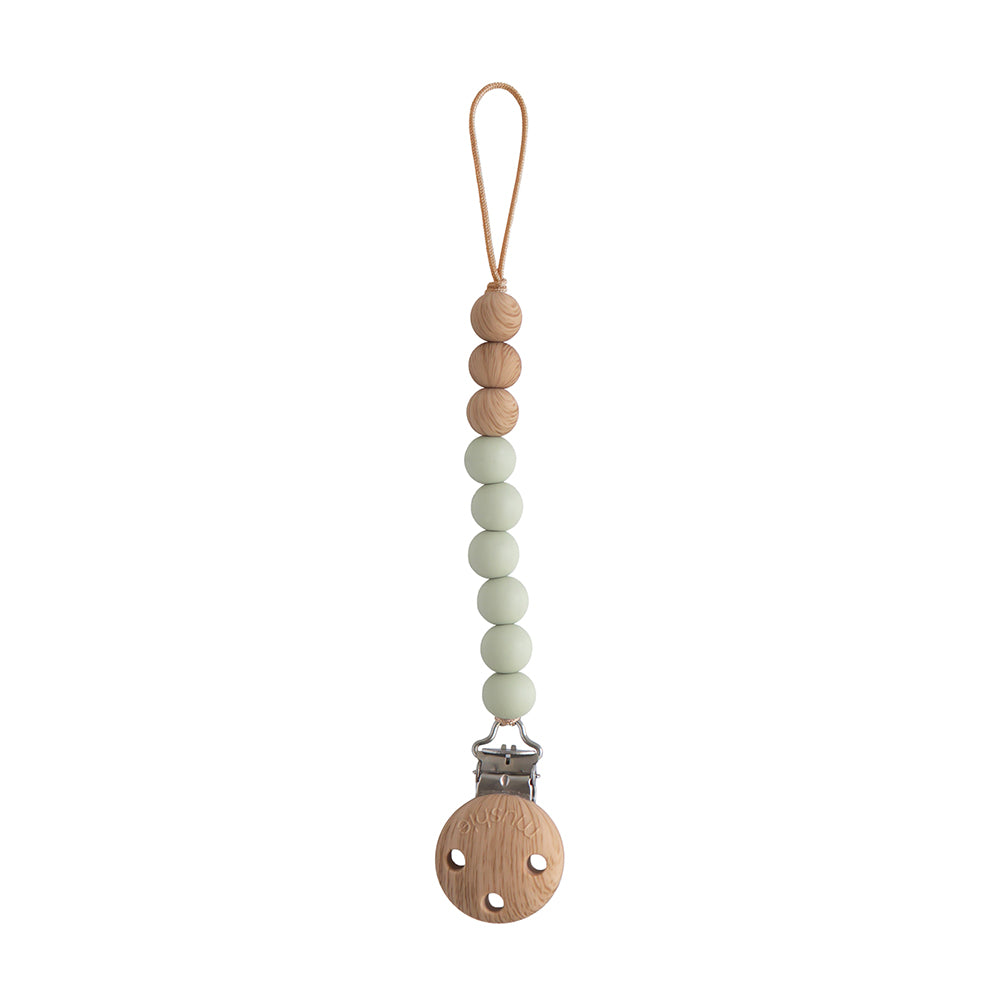 美國Mushie Pacifier Clips Eva 矽膠木珠奶嘴鏈-Sage