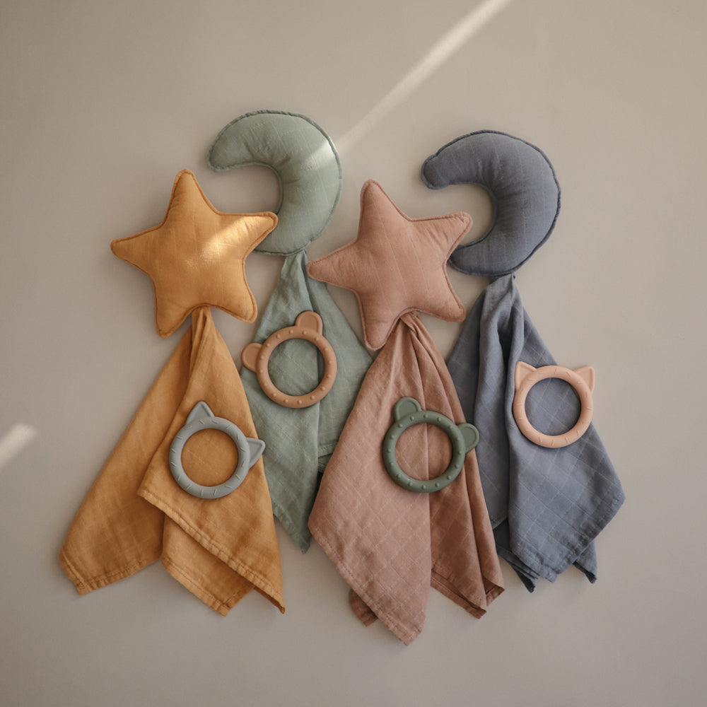 美國Mushie Lovey Cuddle Cloth 擁抱安撫巾-Star Fall Yellow